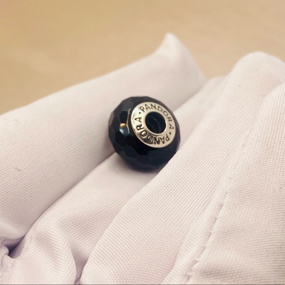 EUC Pandora 791069 Sterling Silver Black Fascinating Faceted Murano Glass Charm - Picture 5 of 8